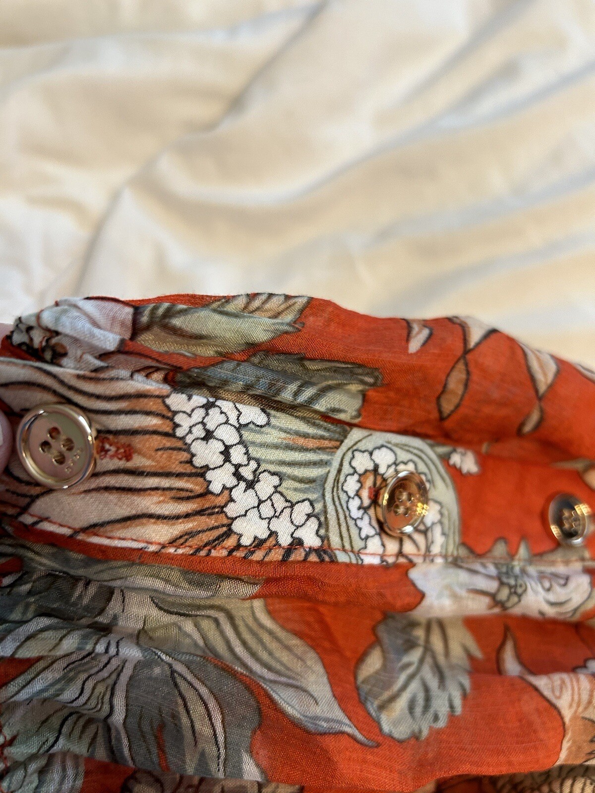 Buru Women Rust Floral 3/4 Sleeve Blouse Medium eBay