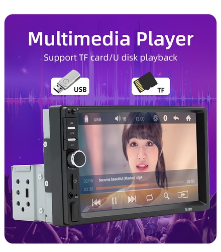 7" Double 2DIN Touch Screen Car Stereo FM MP5 Player Bluetooth Radio USB AUX - Picture 9 of 15