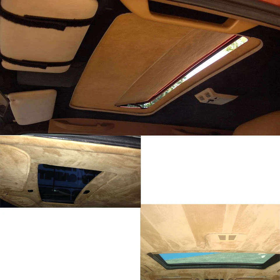 For BMW Audi Saab Kia Beige Velvet Headliner Fabric Foam Backed Replace 60“x84“ - Image 2 of 4