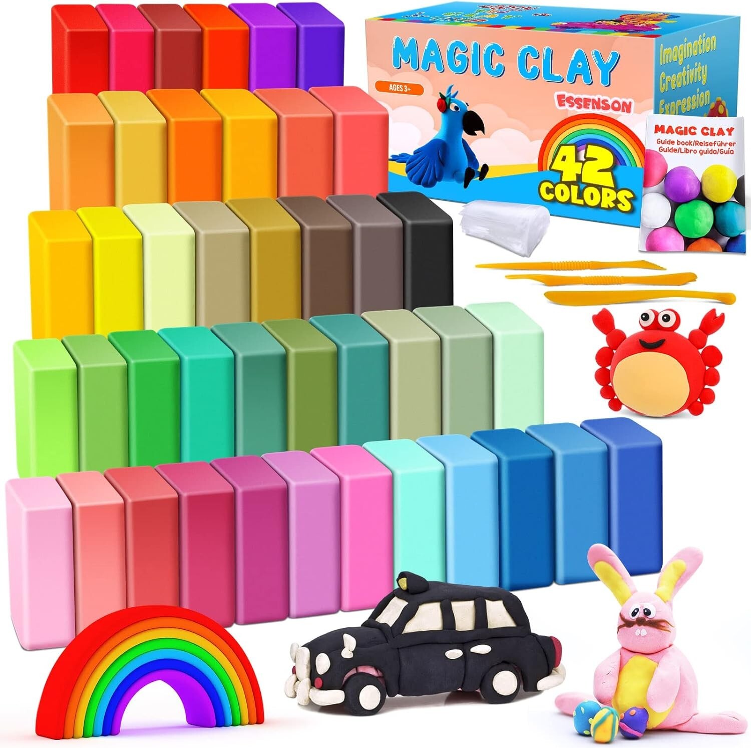 Christmas Gift for Kids Air Dry Clay 42 Colors Modeling Clay for Kids DIY Mold
