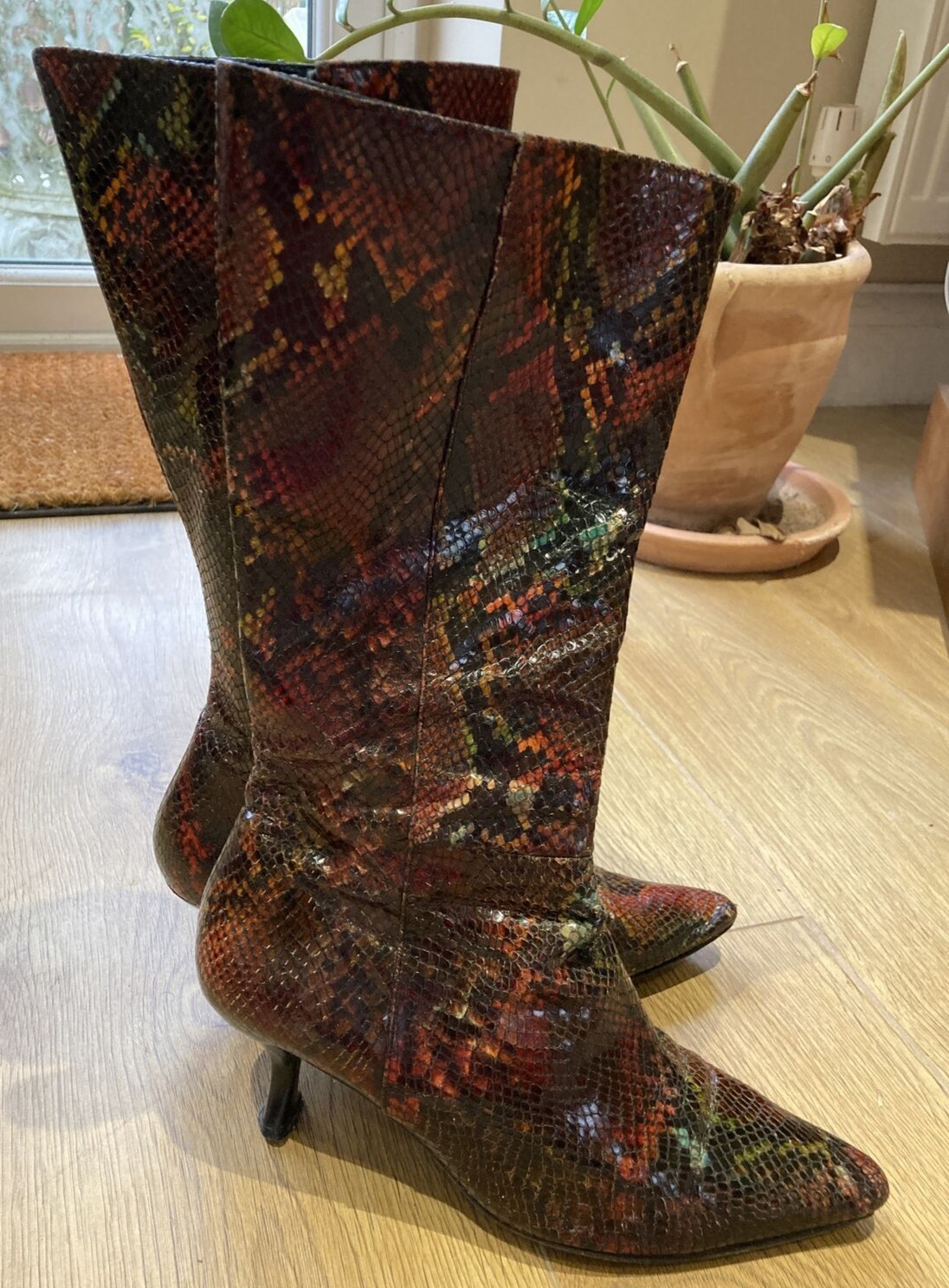 Vintage Charles Jourdan Paris Snakeskin 80s/90s Boots, UK 5.5 US 7.5B EU 38.5 3