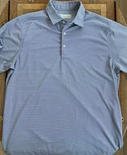 Donald Ross Multi Stripe SS Polo Golf Shirt Mens M Hackberry Creek Country Club