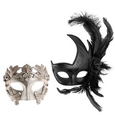 Silver Venetian Warrior Greek Couple Masks Set for Party and Masquerade