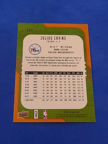 2008-09 Julius Erving Upper Deck MVP #257 MVP Legends  - Picture 2 of 2