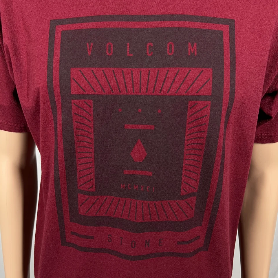 Volcom Men's Large Dark Red/Black Framed Stone Logo Short Sleeve T-Shirt - Image 2 of 4