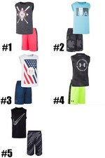 New Under Armour Graphic Print Muscle Shirt Shorts Set MSRP 30 and 36