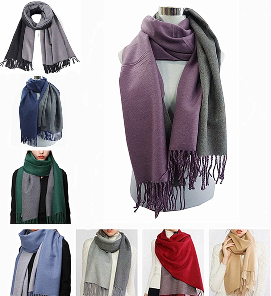 Women Reversible Cashmere Long Scarf Thick Warm Pashmina Winter Shawl Wrap - Image 1 of 1