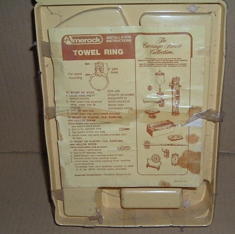 vtg. nos. amerock carriage house towel ring no. c-9056-as