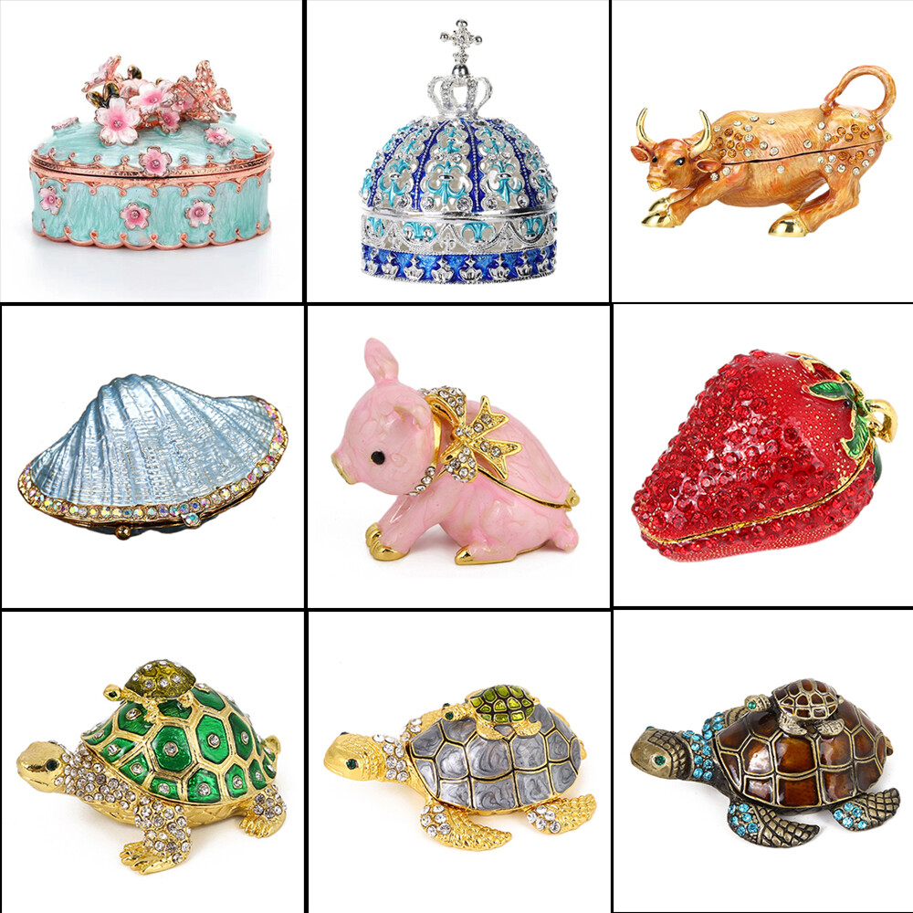 Hand-Painted Flower Trinket Jewelry Box – Hinged Enameled Mini Storage For Rings, Earrings - View #2