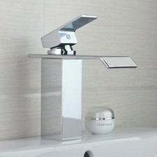 US Wide Waterfall Bathroom Basin Vessel Sink Vanity Mixer Faucet Taps Deck Mount