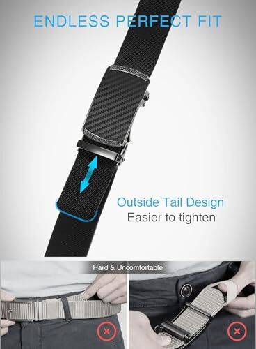Ratchet Belts for Men - Casual Web Nylon Mens Belt 1 3/8" - Adjustable Top - Picture 8 of 14