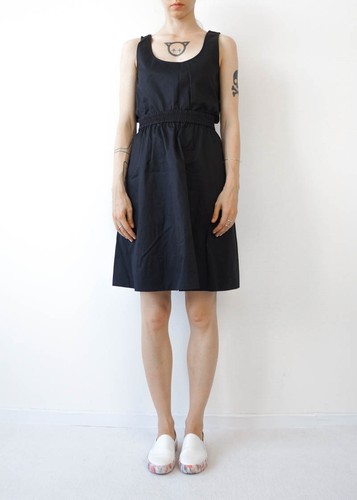 HOF115: COS Kleid baumwolle dunkelblau / Gathered waist dress navy 44 UK 18  | eBay