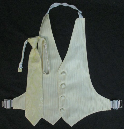 Boys Capri Buttercup Yellow Jean Yves Tuxedo Vest & Tie Set Wedding Ringbearer