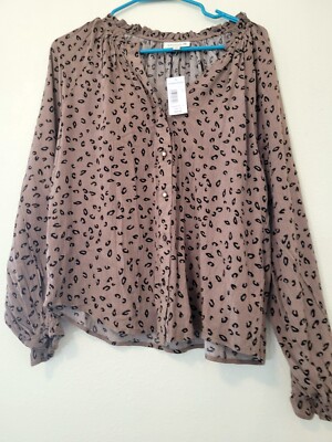 STUDIO B by bobeau medium button-down blouse with ruffles. 100% Rayon