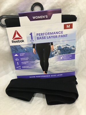 New Reebok Performance  Base Layer Pant Womens Black Sizes M,L Sport soft