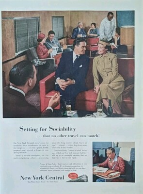 1952 New York Central Train Print Ad.