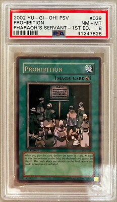 Yu-Gi-Oh! 1ST ED. PSA 8 NM-MT 'Prohibition' PSV-039 ~RARE~ COMPLETER | eBay Yu-Gi-Oh! 1ST ED. PSA 8 NM-MT 'Prohibition' PSV-039 ~RARE~ COMPLETER | eBay