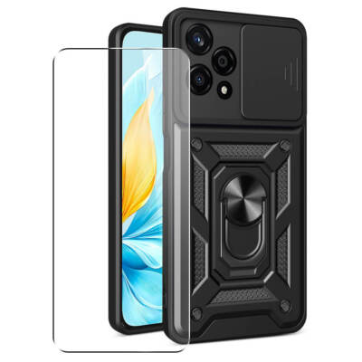 Hülle Für Honor 200 Lite Handyhülle Kameraobjektivschutz, Ständer Black