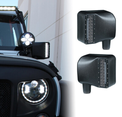 for Jeep Wrangler JK 18 Xprite LED Side Mirror Caps W Amber Turn 
