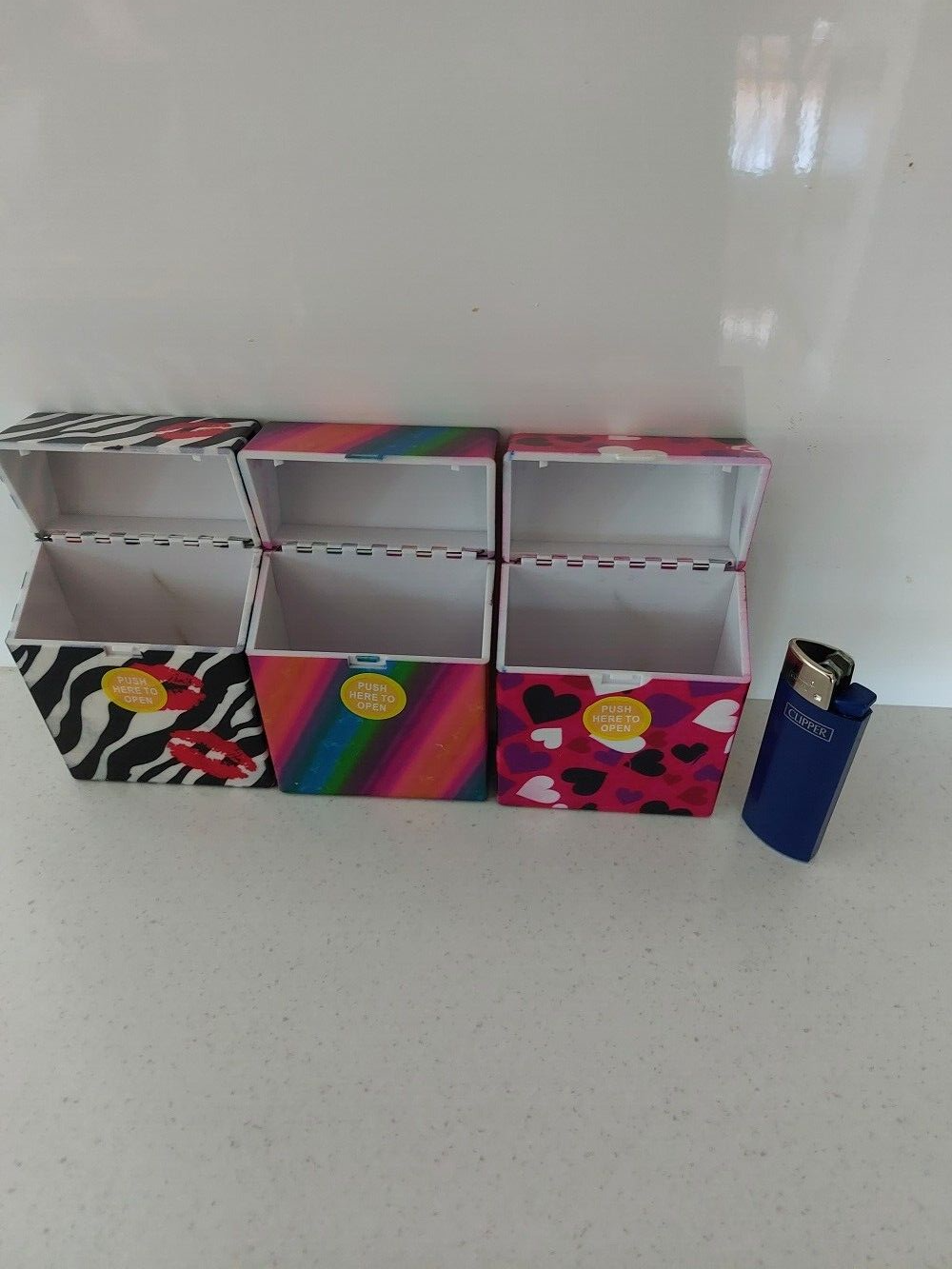 Aztec cigarette box 30s quality hinged push to open heart lips  design set of 3 - Picture 5 of 6