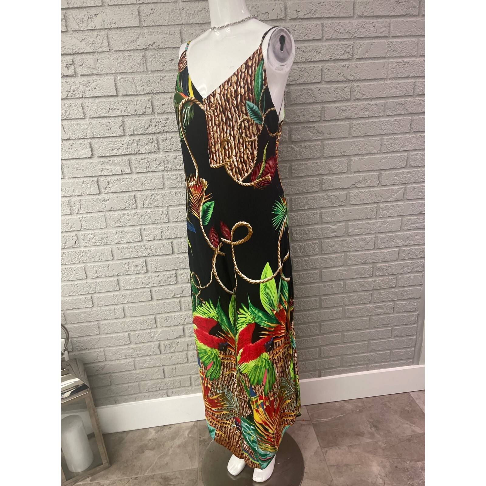 Floresta Multicolored Spaghetti Strap Tropical Lo… - image 3