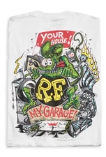 Men's Ed Big Daddy Roth Roth Rat Fink My Garage White Cotton T-Shirt M-3XL RF21
