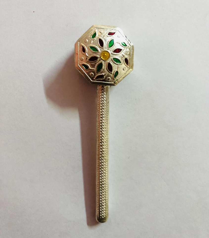 925 Silver Hindu Religious Kanha jis Jhunjhuna Baby Rattle 3.5 pouces 21 gram... - Photo 2/4