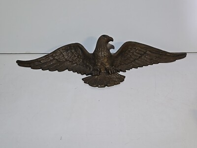 Vtg Brass Copper Tone American Eagle Exterior Wall Decor Plaque Wings Spread 20''