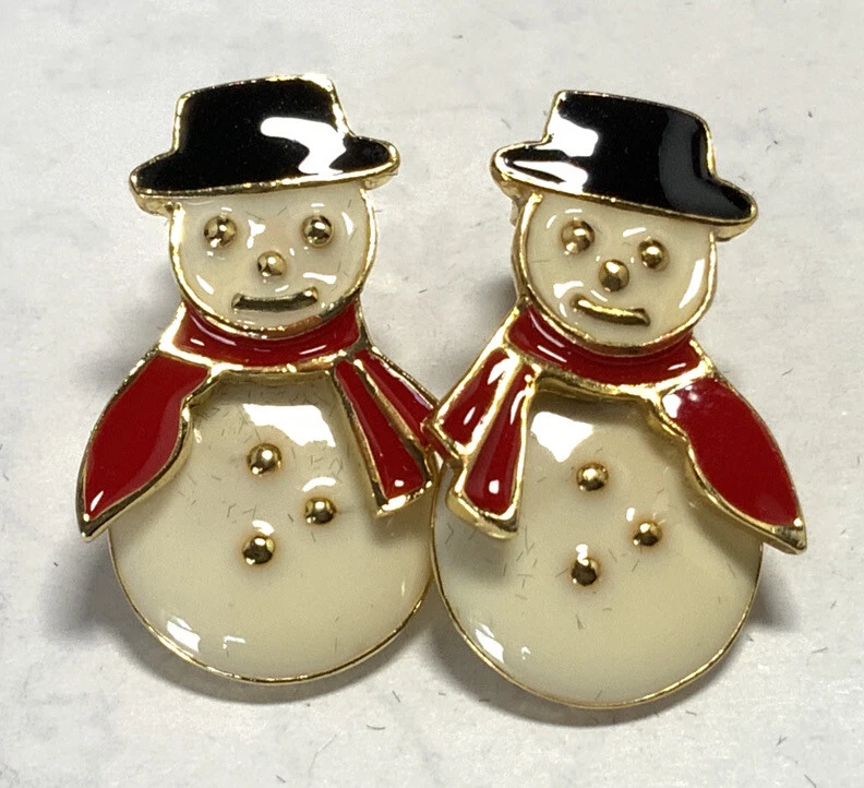Avon Snowman Pierced Earrings w Surgical Steel Posts New in Box FW104