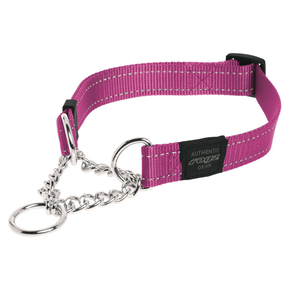 Rogz Dog Collar Obedience Half Check Utility Lumberjack X-Large 19-27in  Pink