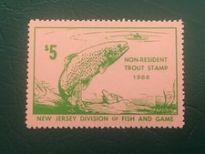 ICOLLECTZONE US New Jersey 1966 Non-Res Trout Stamp VF NH