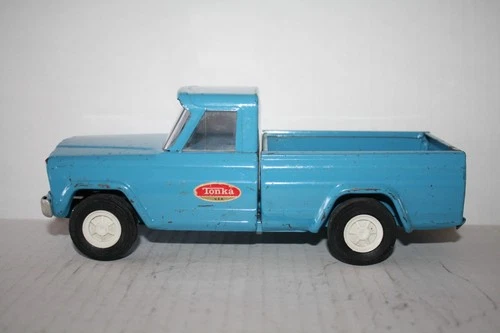 VINTAGE TONKA PRESSED METAL JEEP PICKUP TRUCK-GOOD-9" LONG-BLUE-LOOSE