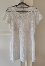 New Look Womens 2pcs White Lace Stretch Short Dress & Tank Top Summer Size S