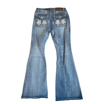 Westfield Eagle Rhinestone Floral Embellished Flare Jeans Blue Size 13 Bootcut