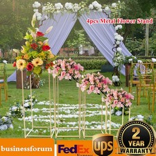 4Pcs Gold Metal Flower Stand Pedestal Table Centrepiece Party Wedding Decor