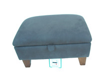 BROWN FAUX LEATHER FOOTSTOOL WITH STORAGE solid beech legs