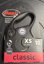 Flexi Dog Leash Retractable 10' Long 3m Tape XSmall Max 26 Lbs BlackBrand New 