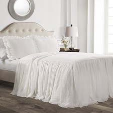 Lush Decor Ruffle Skirt Bedspread Set - 3-Piece Luxurious Farmhouse Bedding -...
