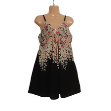 Oscar de la Renta Pink Label Size M Babydoll Floral Mini Dress Black