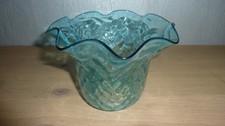 grande tulipe en verre soufflé de lampe à huile à pétrole ancienne bleu XIX éme