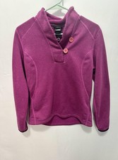 The North Face Women s Fleece Pullover Size Medium Purple Snap Neck Sweatshirt