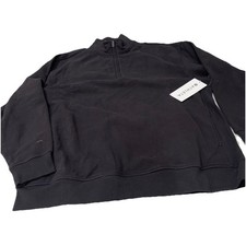 Athleta Forever Fleece 1/4 Zip Sweatshirt Black L