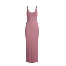 SKIMS Smooth Layers Scoop Neck Long Dress Limited Edition Redwood Rose Pink Sz S
