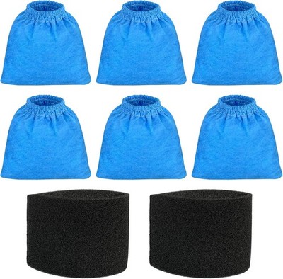 6 Pack VRC5 Filter Bags & 2 Pcs VFF51 Foam Filters Kit Compatible with Vacmaster