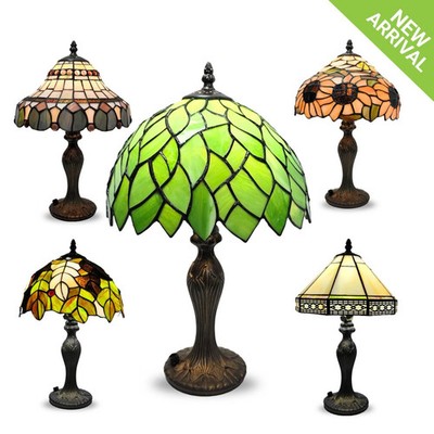 Tiffany-Stil Tischlampe Handarbeit Kunst Nachttischlampe Schreibtischlampen Buntglas