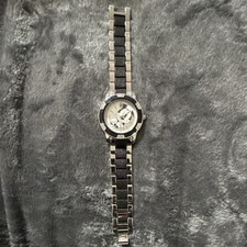 Disney Mickey Mouse Wristwatch Silver  Black Crystal Accents Japan Movement