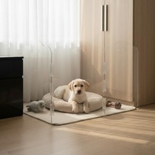 Clear Acrylic Dog Gate, Indoor Pet Barrier, Free-Standing 24" H Foldable 3-Pa...