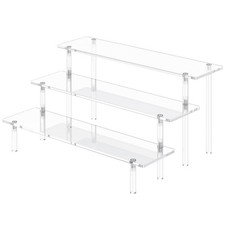 3 Tier Acrylic Display Risers, Large Perfume Organizer Stand 1 Pack Clear