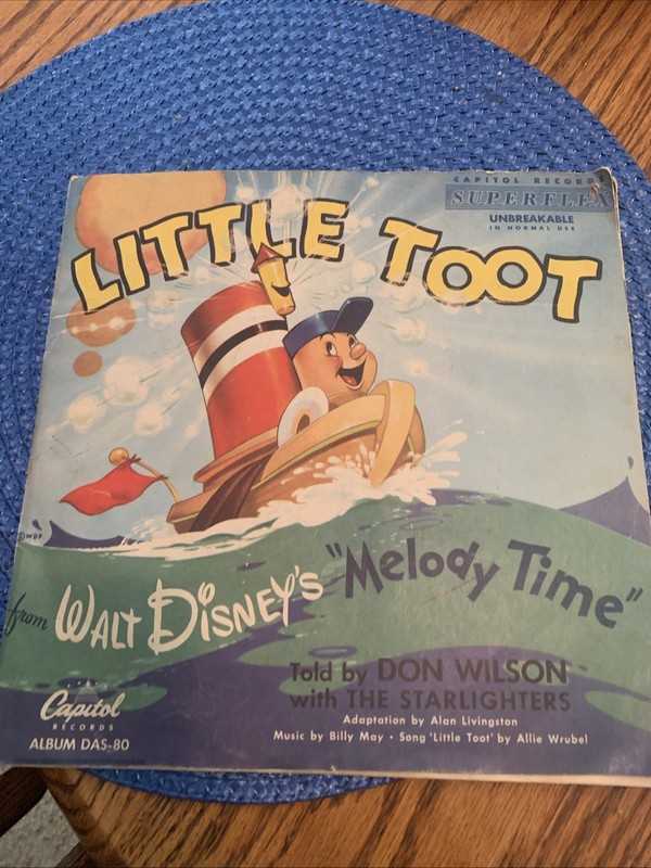 WALT DISNEY'S LITTLE TOOT MELODY TIME Children's Story Time RECORD Part 1 & 2