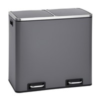 Svita TM2X24 MüLleimer Papierkorb 48L Office Treteimer Abfalleimer KüChe Grau
